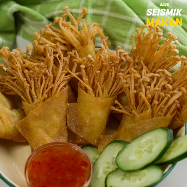 Wantan Cendawan Enoki Seismik Makan