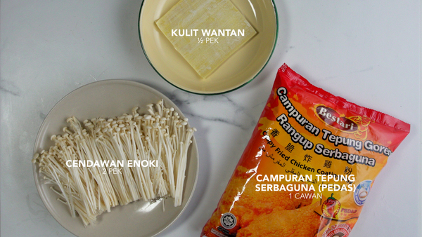 Wantan Cendawan Enoki Seismik Makan